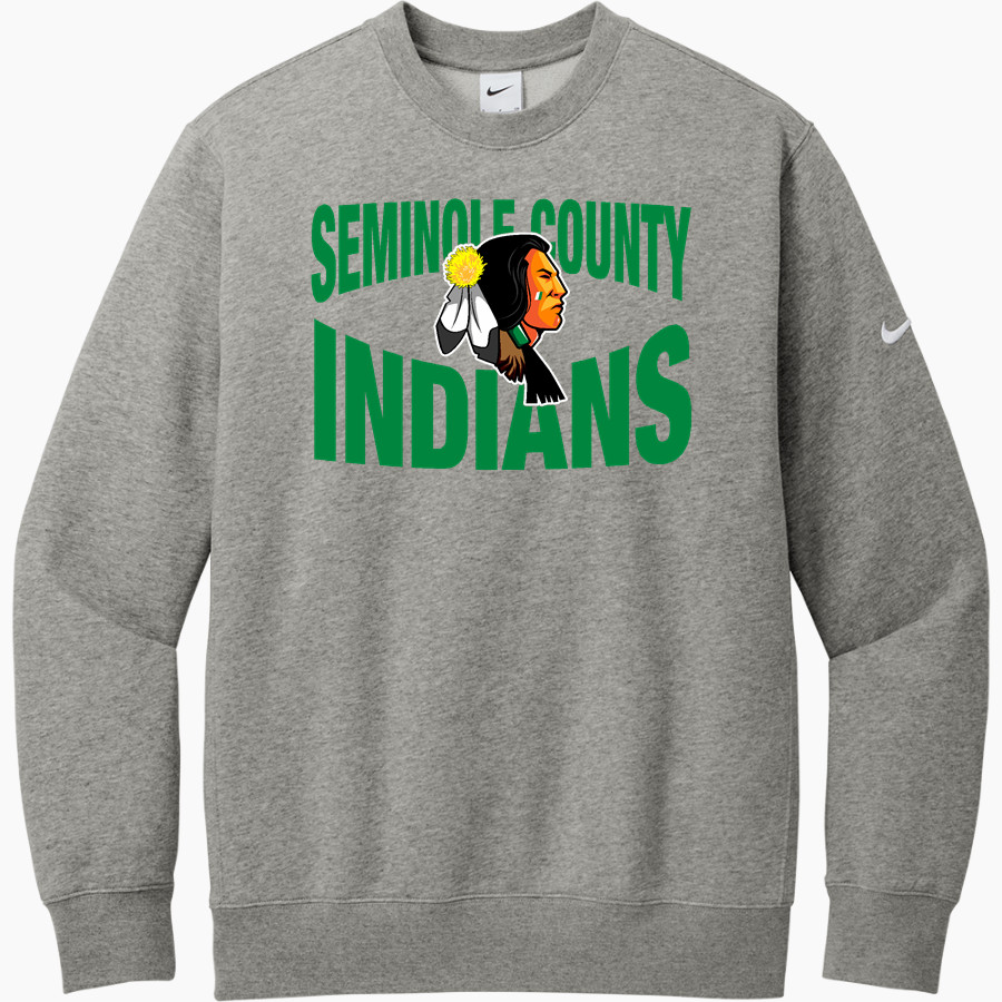 SEMINOLE COUNTY HIGH SCHOOL INDIANS Nike Men's Club Fleece Sleeve Swoosh Crewneck Sweatshirt