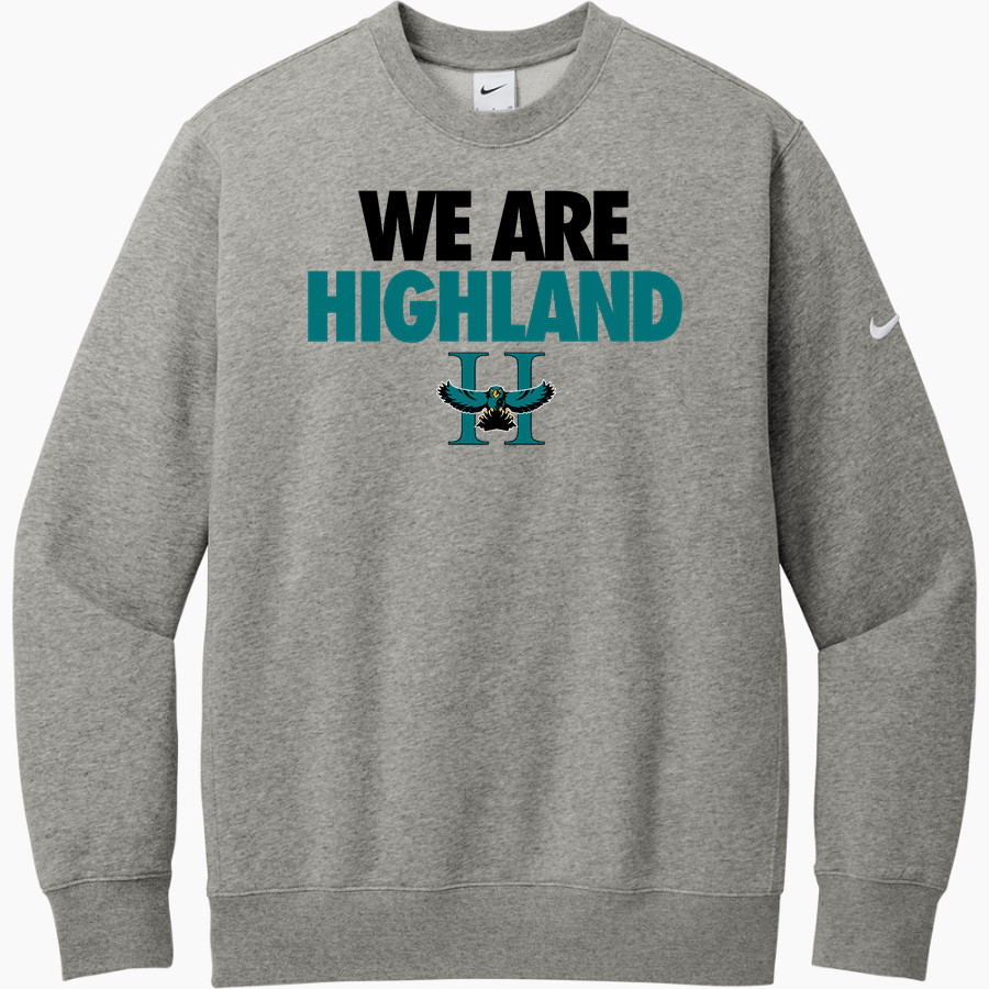 Highland Hawks <span class="pdp-name-mascot">Highland Hawks</span> Nike Men's Club Fleece Sleeve Swoosh Crewneck Sweatshirt