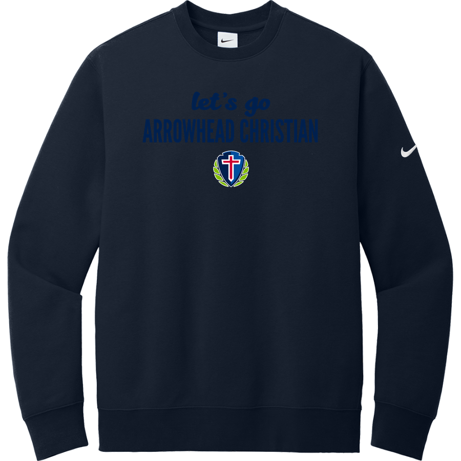 Arrowhead Christian Eagles <span class="pdp-name-mascot">Arrowhead Christian Academy Eagles</span> Nike Men's Club Fleece Sleeve Swoosh Crewneck Sweatshirt