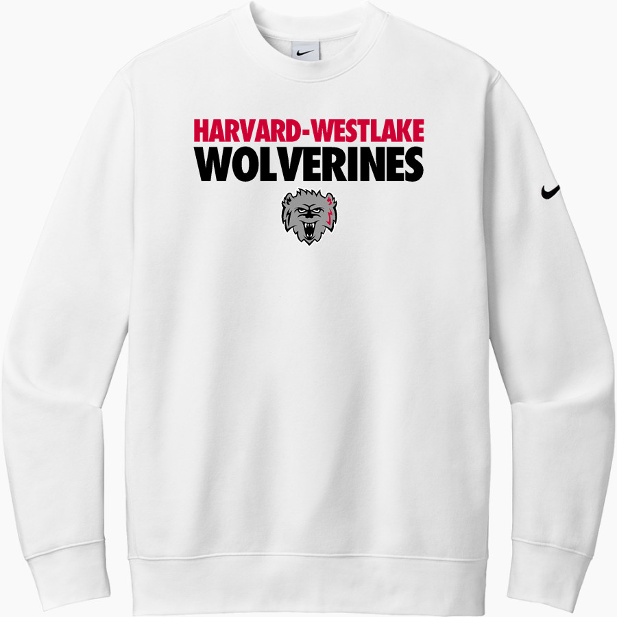 Harvard-Westlake The Official Online Store Nike Men's Club Fleece Sleeve Swoosh Crewneck Sweatshirt