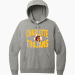 CHARLOTTE HIGH SCHOOL TROJANS Nike Women's Club Fleece Sleeve Swoosh Pullover Hoodie Front Thumbnail