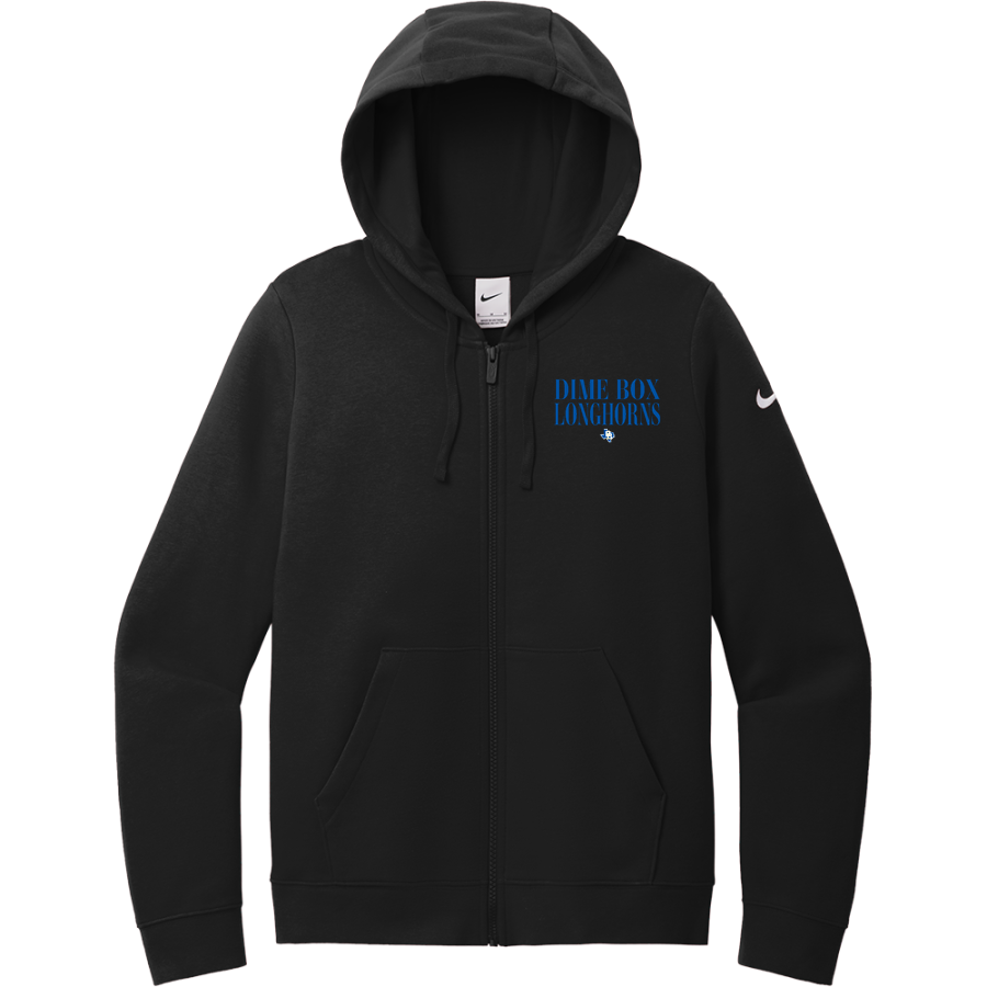 DIME BOX HIGH SCHOOL LONGHORNS <span class="pdp-name-mascot">DIME BOX LONGHORNS</span> Nike Women's Club Fleece Sleeve Swoosh Full-Zip Hoodie