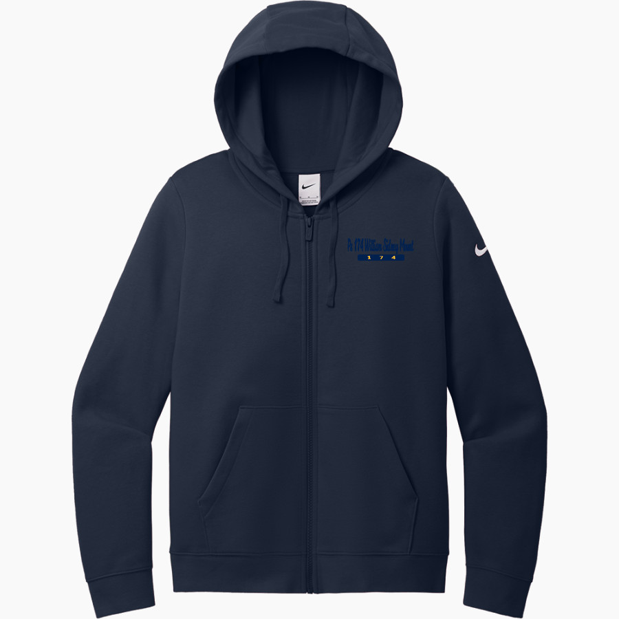 Ps 174 William Sidney Mount 174 <span class="pdp-name-mascot">Ps 174 William Sidney Mount 174</span> Nike Women's Club Fleece Sleeve Swoosh Full-Zip Hoodie
