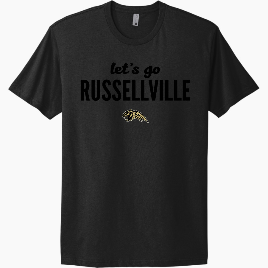 RUSSELLVILLE HIGH SCHOOL GOLDEN TIGERS <span class="pdp-name-mascot">RUSSELLVILLE GOLDEN TIGERS</span> Next Level Apparel Unisex Cotton Tee
