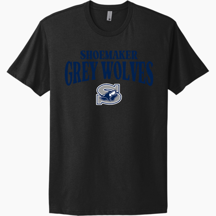 SHOEMAKER HIGH SCHOOL GREY WOLVES <span class="pdp-name-mascot">SHOEMAKER GREY WOLVES</span> Next Level Apparel Unisex Cotton Tee