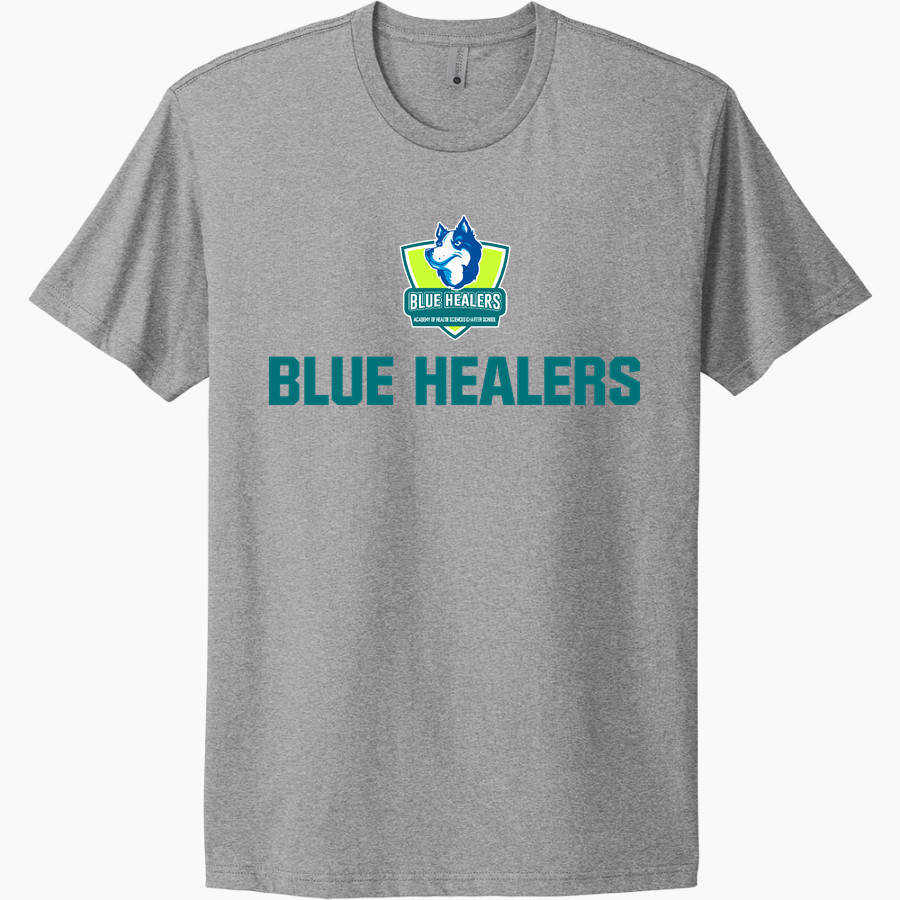 Academy of Health Sciences Charter School <span class="pdp-name-mascot">AHS Blue Healers</span> Next Level Apparel Unisex Cotton Tee