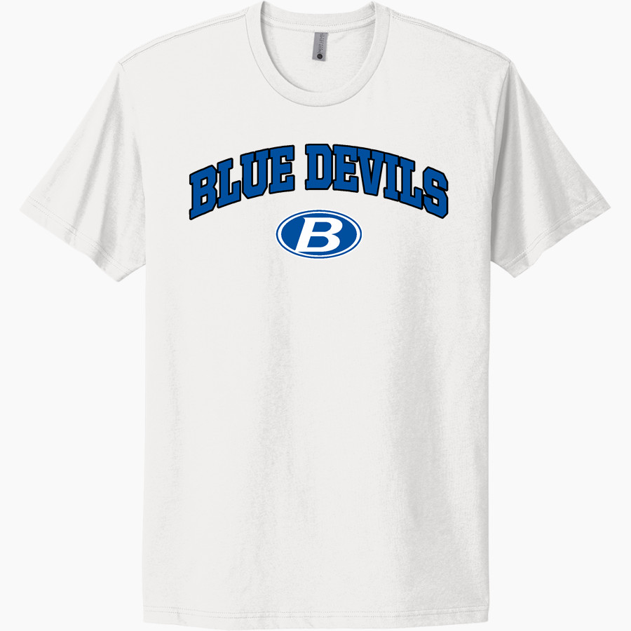 BRUNSWICK ATHLETIC FOUNDATION GO BIG BLUE <span class="pdp-name-mascot">BRUNSWICK BLUE DEVILS</span> Next Level Apparel Unisex Cotton Tee