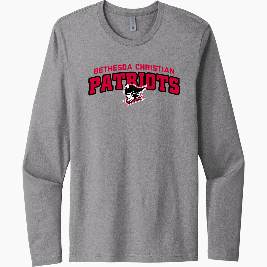 BETHESDA CHRISTIAN HIGH SCHOOL PATRIOTS Next Level Men's Cotton Long Sleeve T-Shirt