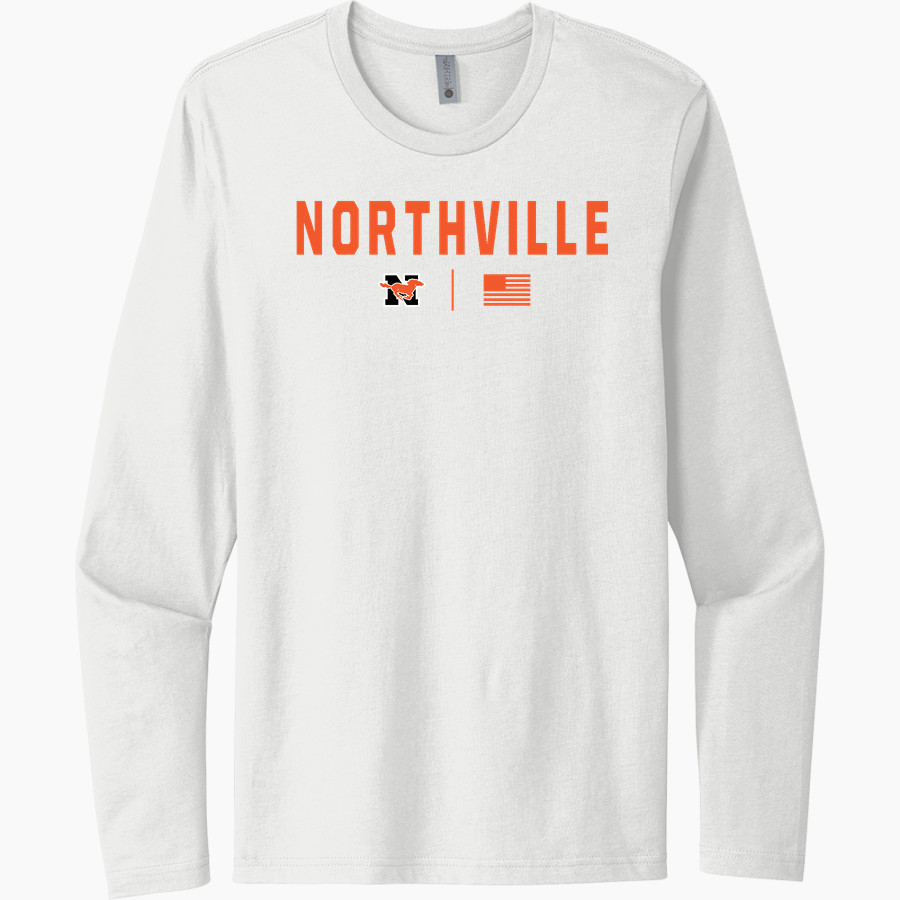 NORTHVILLE HIGH SCHOOL MUSTANGS Next Level Men's Cotton Long Sleeve T-Shirt