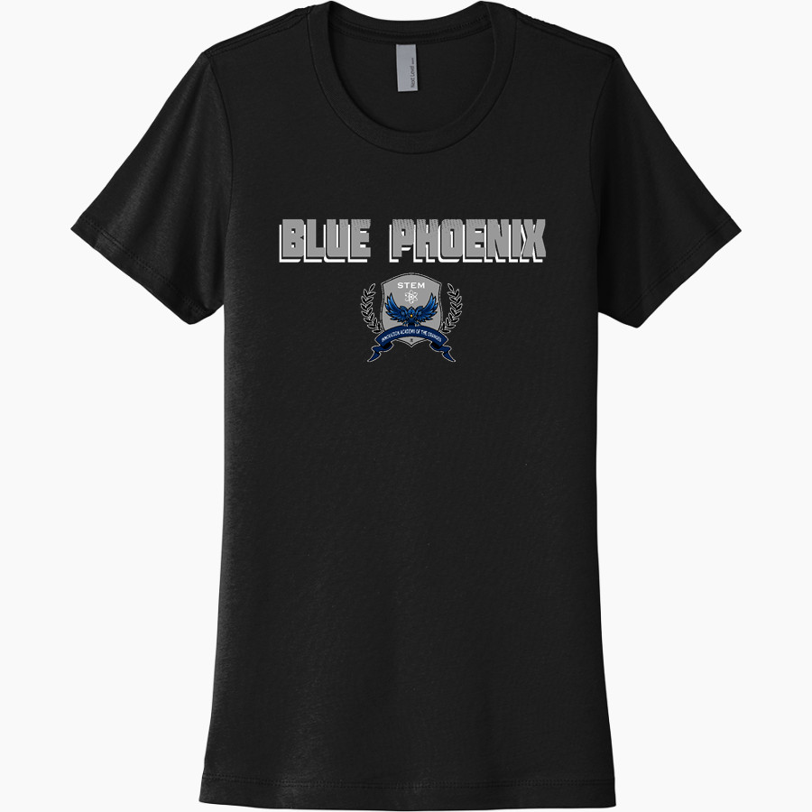 STEM Innovation Academy of the Oranges we rise together <span class="pdp-name-mascot">STEM Phoenix</span> Next Level Women's Cotton Tee