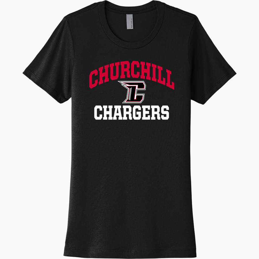 CHURCHILL HIGH SCHOOL CHARGERS Next Level Women's Cotton Tee