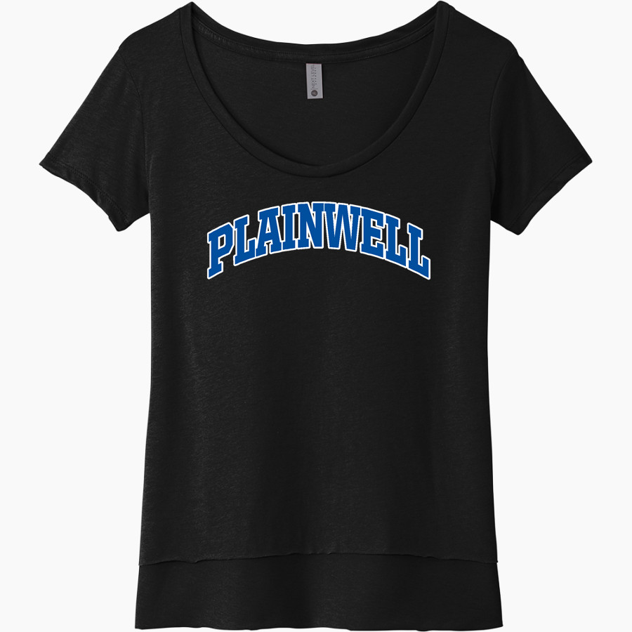 PLAINWELL HIGH SCHOOL TROJANS Next Level Women's Festival Scoop Neck Tee