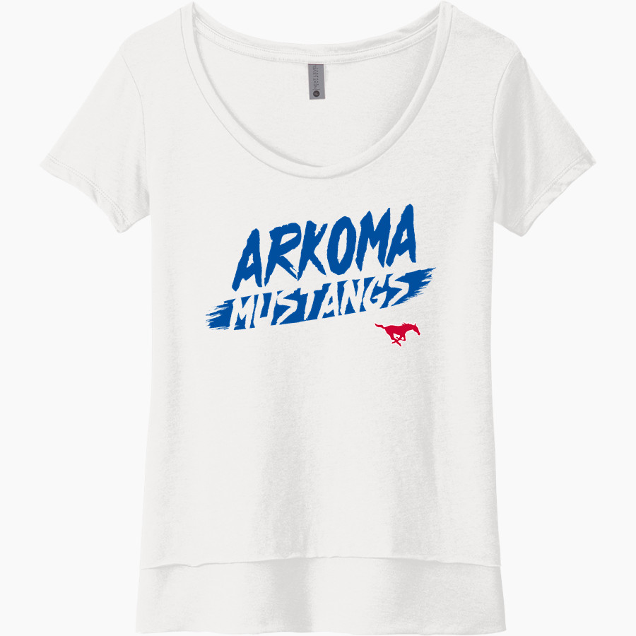 ARKOMA HIGH SCHOOL MUSTANGS <span class="pdp-name-mascot">ARKOMA MUSTANGS</span> Next Level Women's Festival Scoop Neck Tee