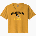 FRANK HUGHES HIGH SCHOOL LIONS <span class="pdp-name-mascot">FRANK HUGHES LIONS</span> Next Level Women's Festival Cali Crop Tee Front Thumbnail