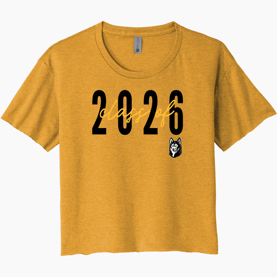 HIGHLAND HIGH SCHOOL HUSKIES Next Level Women's Festival Cali Crop Tee