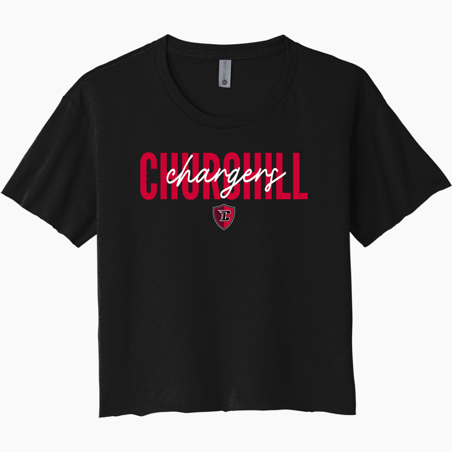 CHURCHILL HIGH SCHOOL CHARGERS Next Level Women's Festival Cali Crop Tee