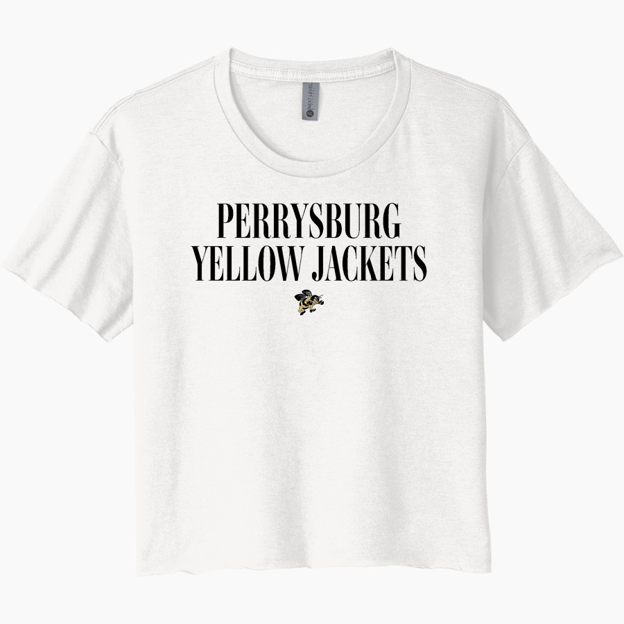 PERRYSBURG HIGH SCHOOL YELLOW JACKETS <span class="pdp-name-mascot">PERRYSBURG YELLOW JACKETS</span> Next Level Women's Festival Cali Crop Tee