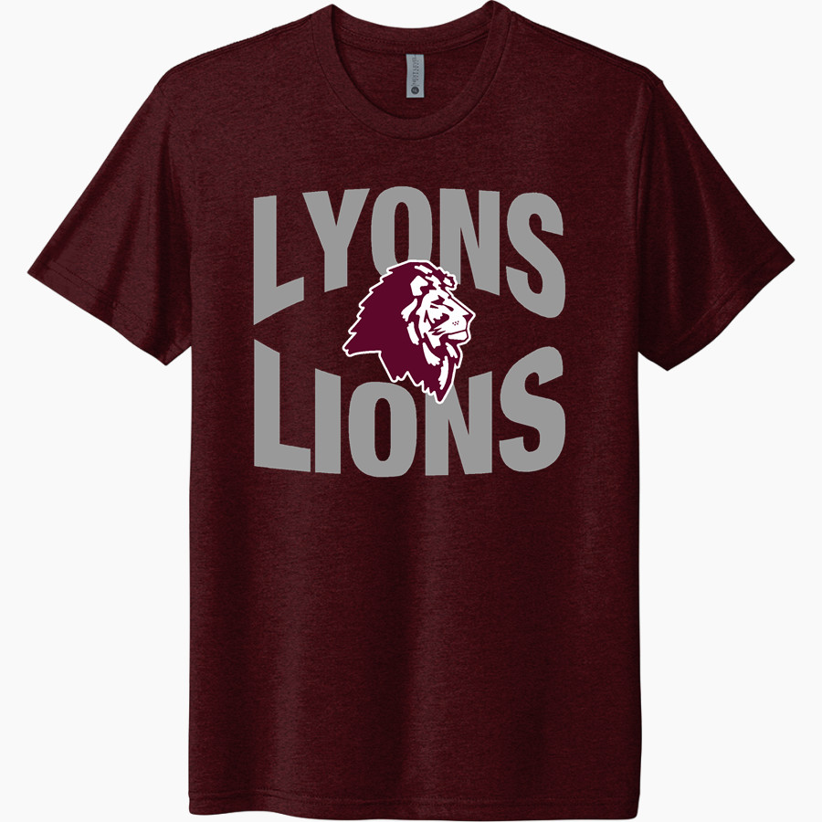 LYONS CENTRAL HIGH SCHOOL LIONS <span class="pdp-name-mascot">LYONS LIONS</span> Next Level Unisex Tri-Blend T-Shirt