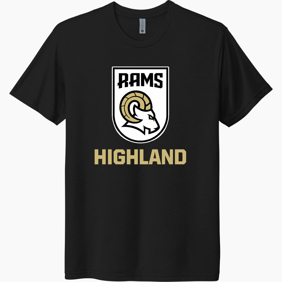 HIGHLAND HIGH SCHOOL RAMS <span class="pdp-name-mascot">HIGHLAND RAMS</span> Next Level Unisex Tri-Blend T-Shirt