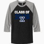 XAVIER HIGH SCHOOL HAWKS Next Level Unisex Tri-Blend 3/4-Sleeve Raglan T-Shirt Front Thumbnail