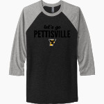 PETTISVILLE BLACKBIRDS ONLINE STORE <span class="pdp-name-mascot">PETTISVILLE BLACKBIRDS</span> Next Level Unisex Tri-Blend 3/4-Sleeve Raglan T-Shirt Front Thumbnail