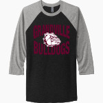 GRANDVILLE HIGH SCHOOL BULLDOGS Next Level Unisex Tri-Blend 3/4-Sleeve Raglan T-Shirt Front Thumbnail