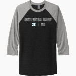 Seattle Softball Academy Seattle <span class="pdp-name-mascot">Seattle Softball Academy</span> Next Level Unisex Tri-Blend 3/4-Sleeve Raglan T-Shirt Front Thumbnail