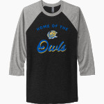 REAGAN COUNTY HIGH SCHOOL OWLS <span class="pdp-name-mascot">REAGAN COUNTY OWLS</span> Next Level Unisex Tri-Blend 3/4-Sleeve Raglan T-Shirt Front Thumbnail
