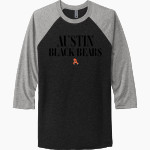 AUSTIN HIGH SCHOOL BLACK BEARS Next Level Unisex Tri-Blend 3/4-Sleeve Raglan T-Shirt Front Thumbnail