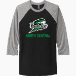 North Central Thunderbirds <span class="pdp-name-mascot">North Central Thunderbirds</span> Next Level Unisex Tri-Blend 3/4-Sleeve Raglan T-Shirt Front Thumbnail