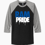 Carbondale Rams <span class="pdp-name-mascot">Carbondale Rams</span> Next Level Unisex Tri-Blend 3/4-Sleeve Raglan T-Shirt Front Thumbnail