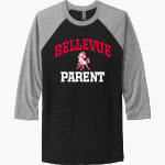 BELLEVUE HIGH SCHOOL BRONCOS <span class="pdp-name-mascot">BELLEVUE BRONCOS</span> Next Level Unisex Tri-Blend 3/4-Sleeve Raglan T-Shirt Front Thumbnail