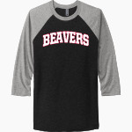 Minot State Beavers <span class="pdp-name-mascot">Minot State Beavers</span> Next Level Unisex Tri-Blend 3/4-Sleeve Raglan T-Shirt Front Thumbnail