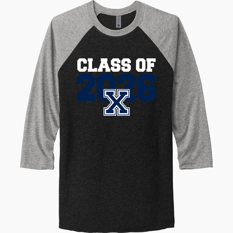 XAVIER HIGH SCHOOL HAWKS Next Level Unisex Tri-Blend 3/4-Sleeve Raglan T-Shirt