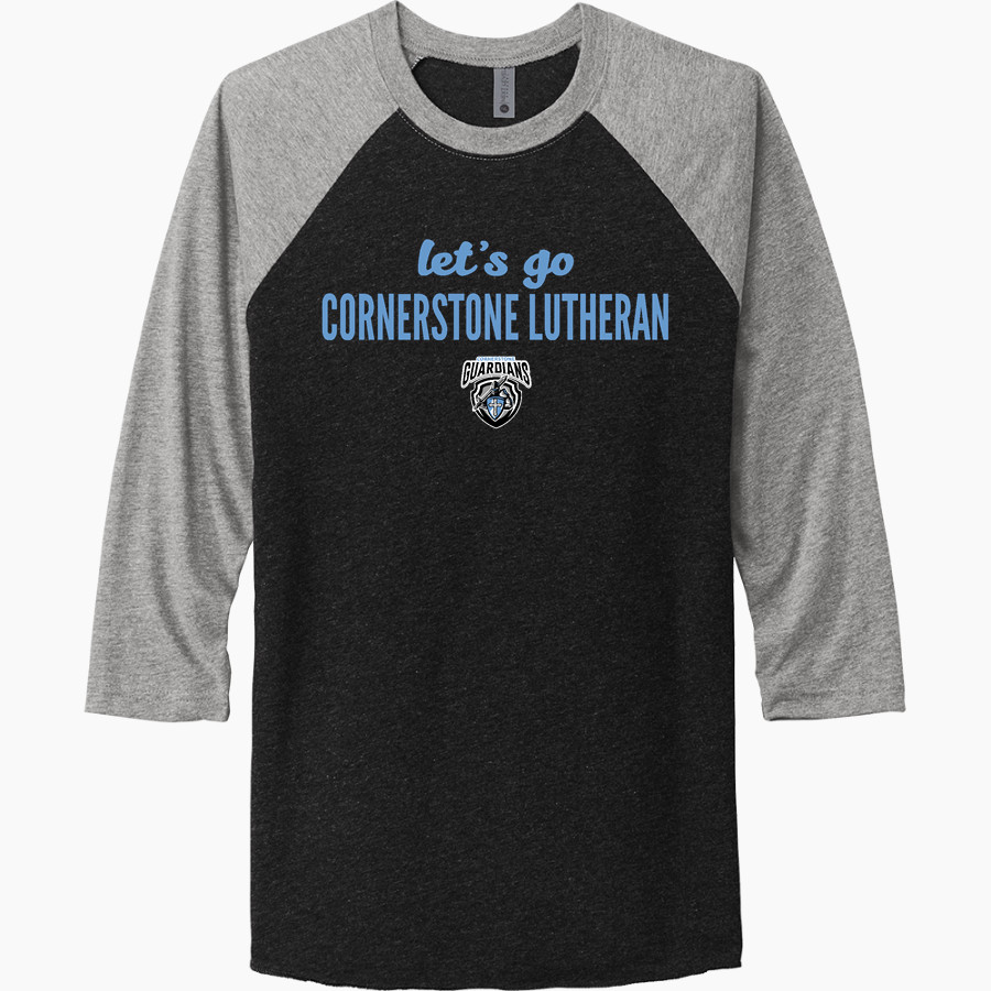 Cornerstone Lutheran Guardians <span class="pdp-name-mascot">Cornerstone Lutheran Guardians</span> Next Level Unisex Tri-Blend 3/4-Sleeve Raglan T-Shirt