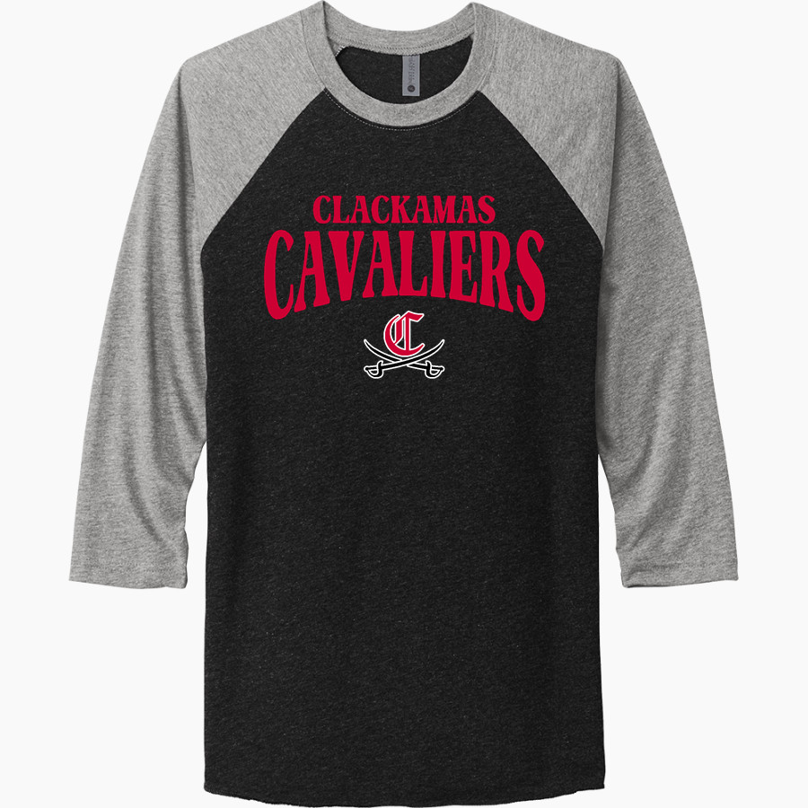 Clackamas Cavaliers Next Level Unisex Tri-Blend 3/4-Sleeve Raglan T-Shirt