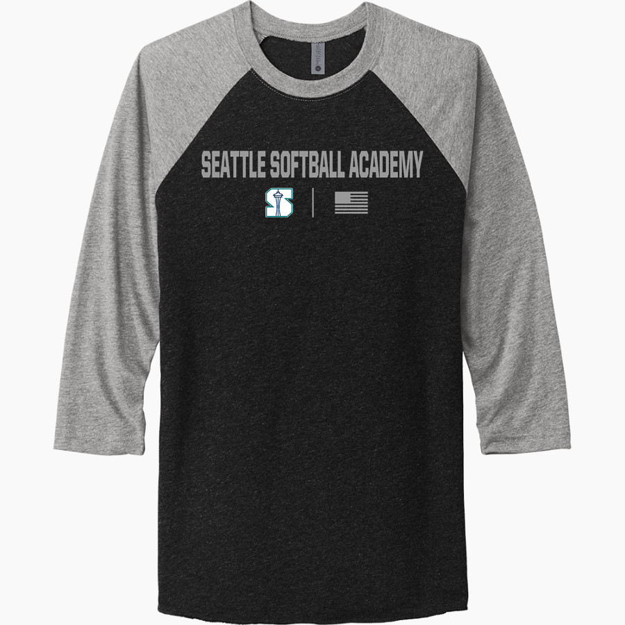 Seattle Softball Academy Seattle <span class="pdp-name-mascot">Seattle Softball Academy</span> Next Level Unisex Tri-Blend 3/4-Sleeve Raglan T-Shirt