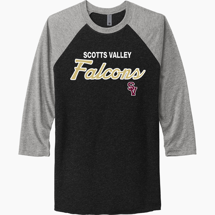 Scotts Valley Falcons Next Level Unisex Tri-Blend 3/4-Sleeve Raglan T-Shirt