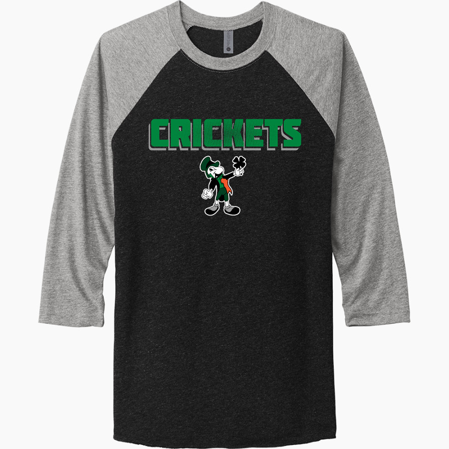 FALL CREEK HIGH SCHOOL CRICKETS <span class="pdp-name-mascot">FALL CREEK CRICKETS</span> Next Level Unisex Tri-Blend 3/4-Sleeve Raglan T-Shirt