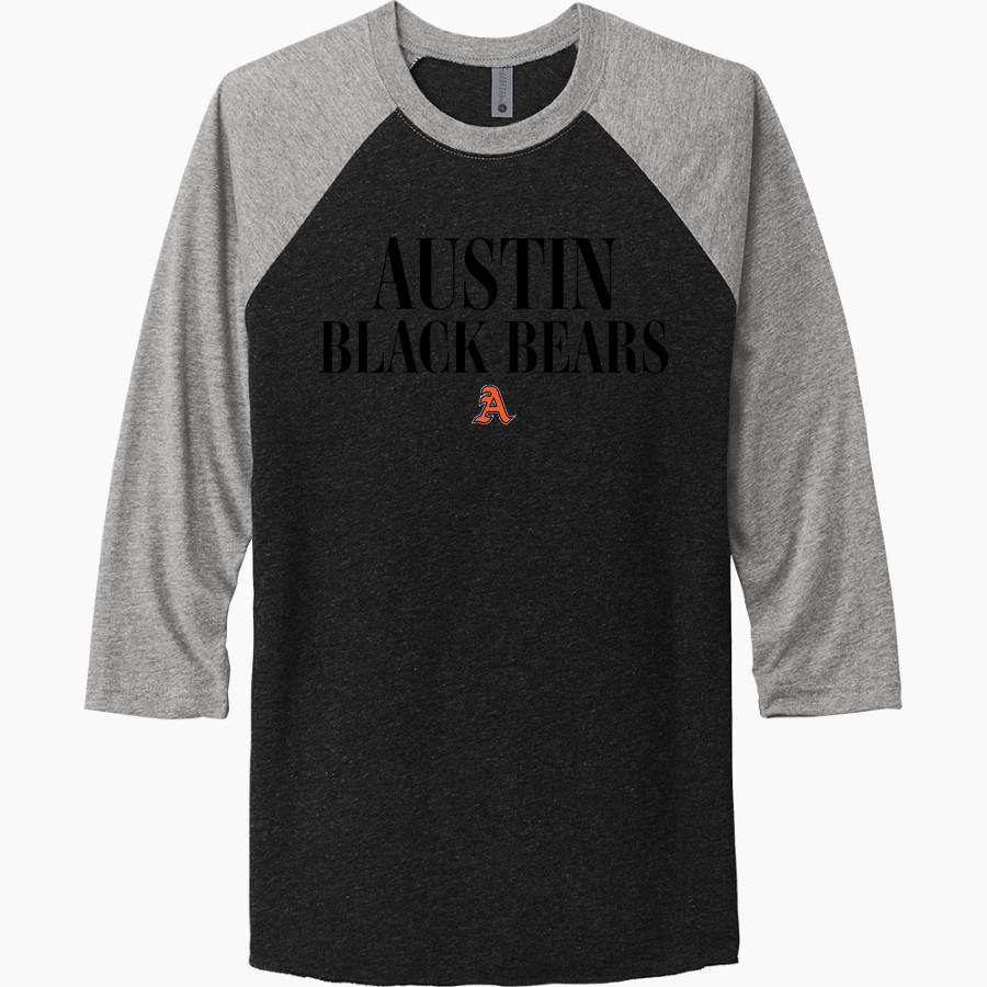 AUSTIN HIGH SCHOOL BLACK BEARS Next Level Unisex Tri-Blend 3/4-Sleeve Raglan T-Shirt