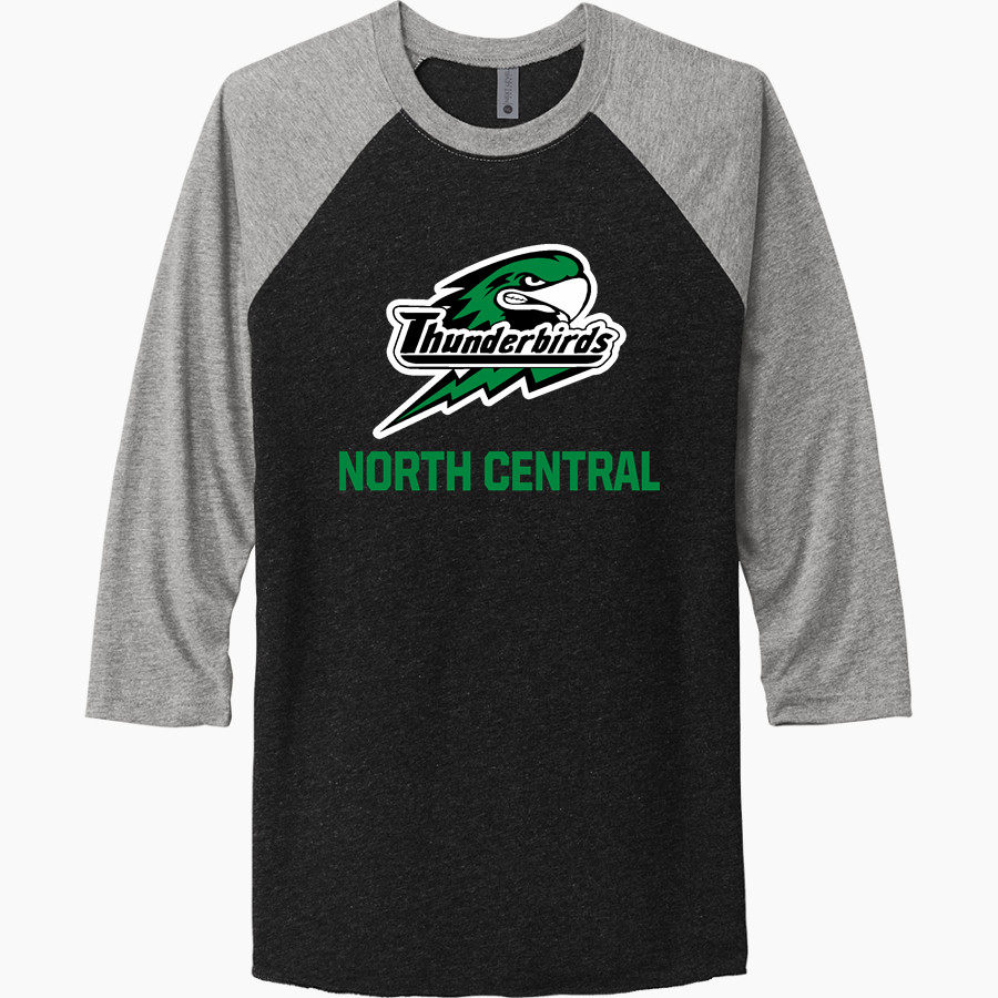 North Central Thunderbirds <span class="pdp-name-mascot">North Central Thunderbirds</span> Next Level Unisex Tri-Blend 3/4-Sleeve Raglan T-Shirt
