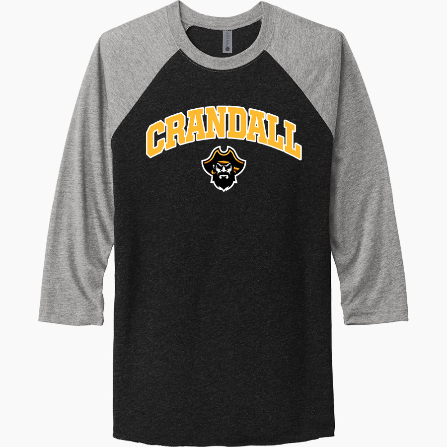 CRANDALL HIGH SCHOOL PIRATES Next Level Unisex Tri-Blend 3/4-Sleeve Raglan T-Shirt