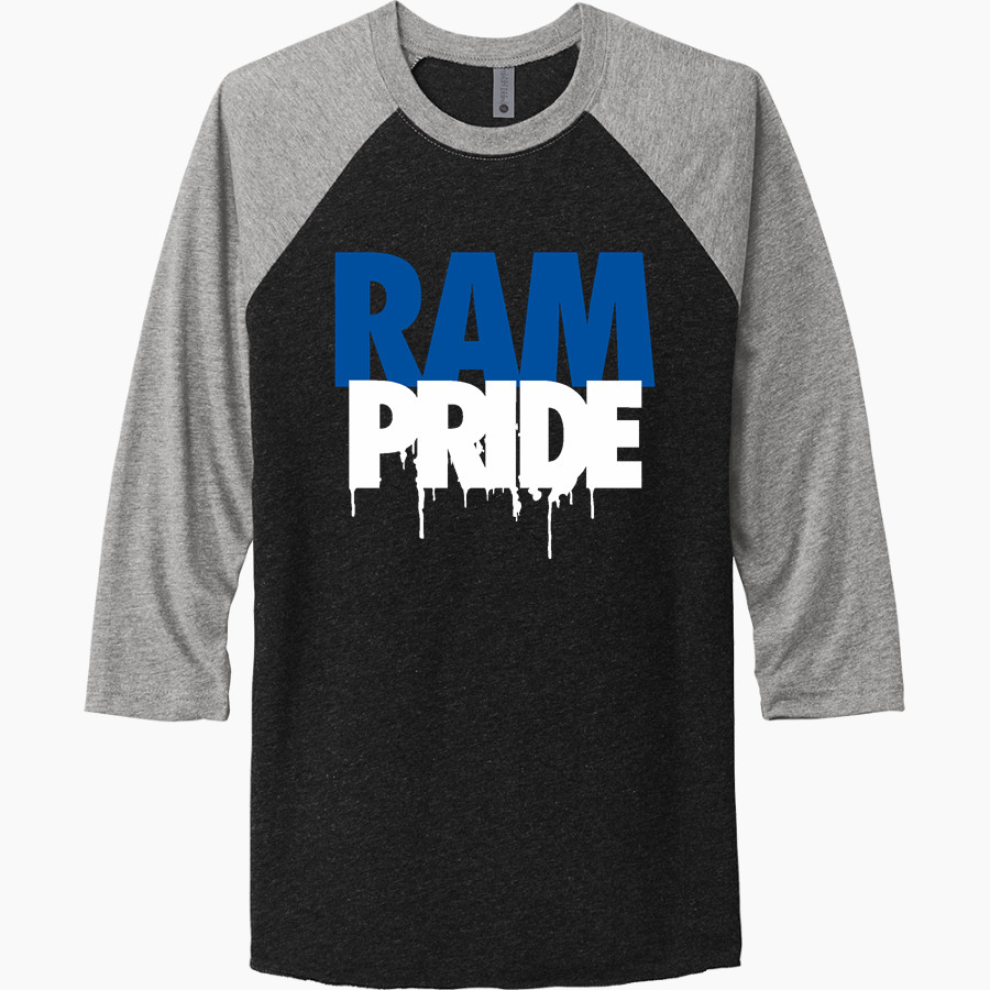 Carbondale Rams <span class="pdp-name-mascot">Carbondale Rams</span> Next Level Unisex Tri-Blend 3/4-Sleeve Raglan T-Shirt