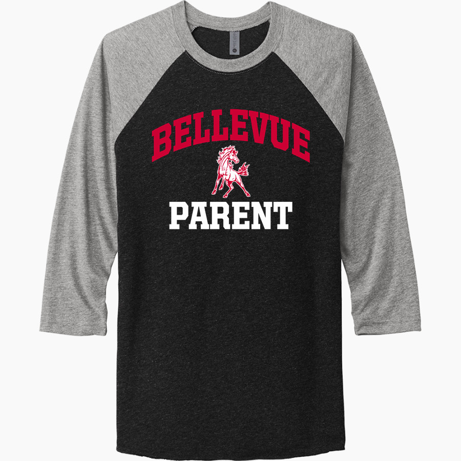 BELLEVUE HIGH SCHOOL BRONCOS <span class="pdp-name-mascot">BELLEVUE BRONCOS</span> Next Level Unisex Tri-Blend 3/4-Sleeve Raglan T-Shirt