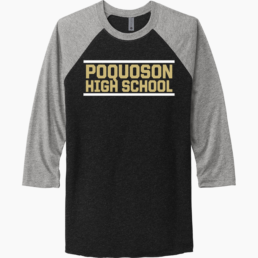 POQUOSON HIGH SCHOOL ISLANDERS <span class="pdp-name-mascot">POQUOSON ISLANDERS</span> Next Level Unisex Tri-Blend 3/4-Sleeve Raglan T-Shirt