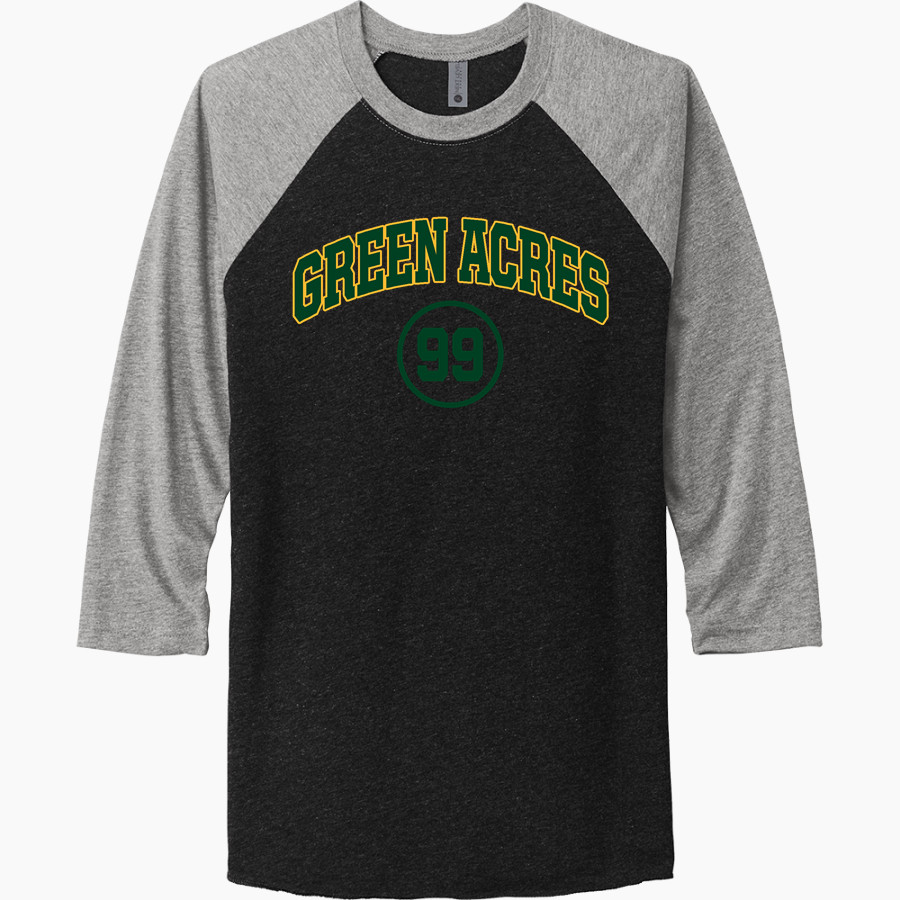Green Acres Grizzlies <span class="pdp-name-mascot">Green Acres School Grizzlies</span> Next Level Unisex Tri-Blend 3/4-Sleeve Raglan T-Shirt
