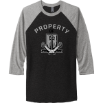Hudson Bend Middle School Buccaneers Online Store <span class="pdp-name-mascot">Hudson Bend Buccaneers</span> Next Level Apparel Unisex Tri-Blend 3/4-Sleeve Raglan T-Shirt Front Thumbnail