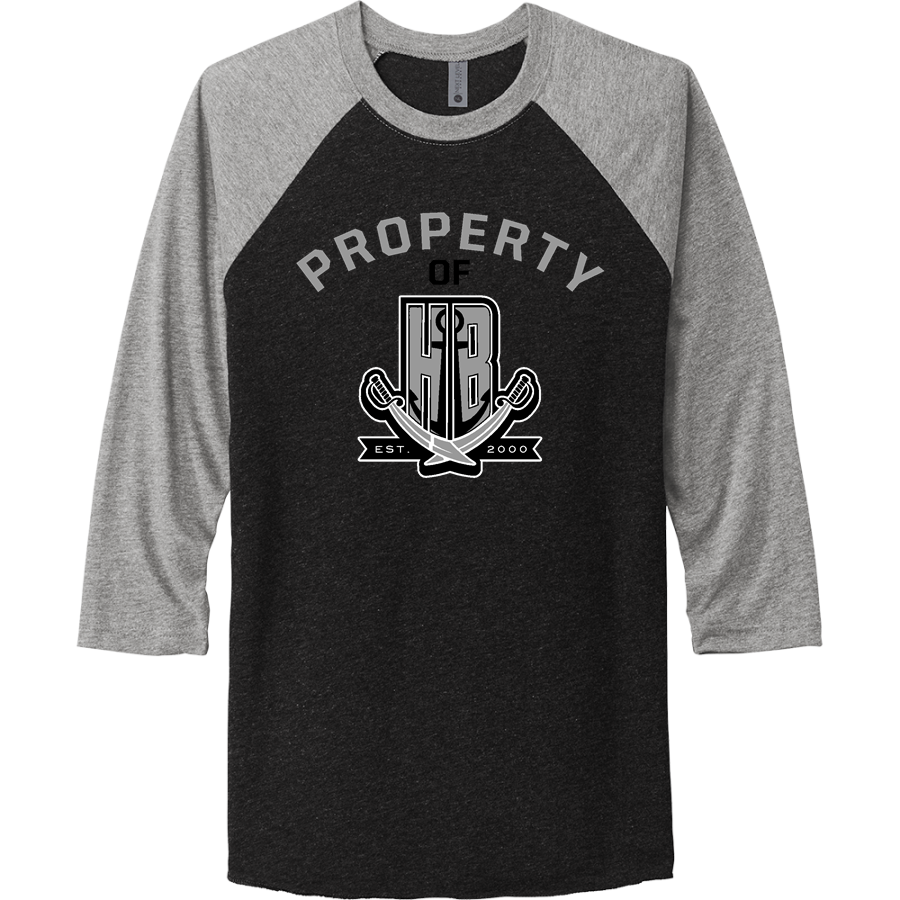 Hudson Bend Middle School Buccaneers Online Store <span class="pdp-name-mascot">Hudson Bend Buccaneers</span> Next Level Apparel Unisex Tri-Blend 3/4-Sleeve Raglan T-Shirt