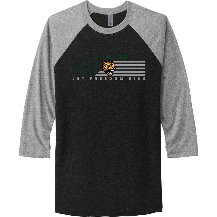 JAG High School Jaguars <span class="pdp-name-mascot">JEFF DAVIS VOLUNTEERS</span> Next Level Unisex Tri-Blend 3/4-Sleeve Raglan T-Shirt