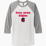 TROY AREA TROJANS <span class="pdp-name-mascot">TROY AREA TROJANS</span> Next Level Unisex Tri-Blend 3/4-Sleeve Raglan T-Shirt Front Thumbnail